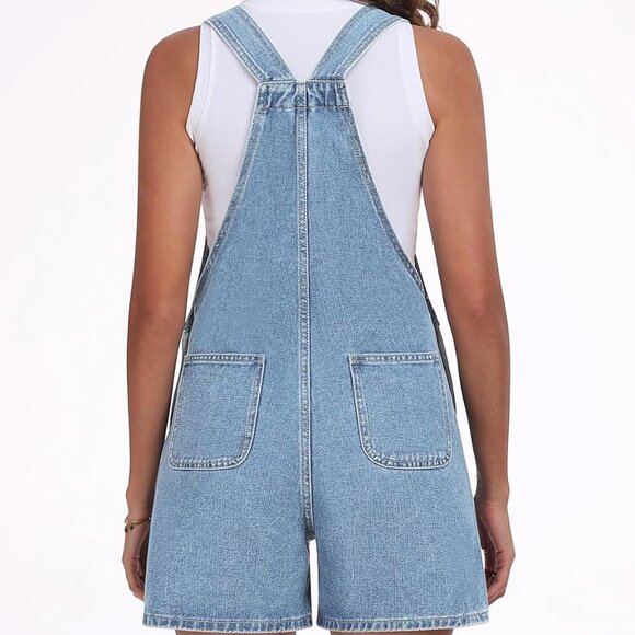 Denim Overall Shorts for Women Casual Adjustable Straps Bib Jean Short Overalls - Picture 2 of 5
